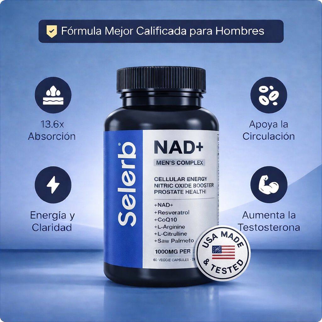 Bote de Selerb NAD+ Complejo para Hombres con sus beneficios